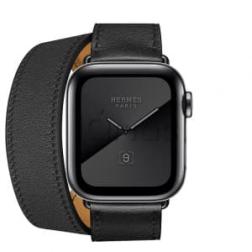 Apple Watch Hermes Series 5, 44mm Space Black Stainless Steel Case with Noir Swift Leather Single Tour